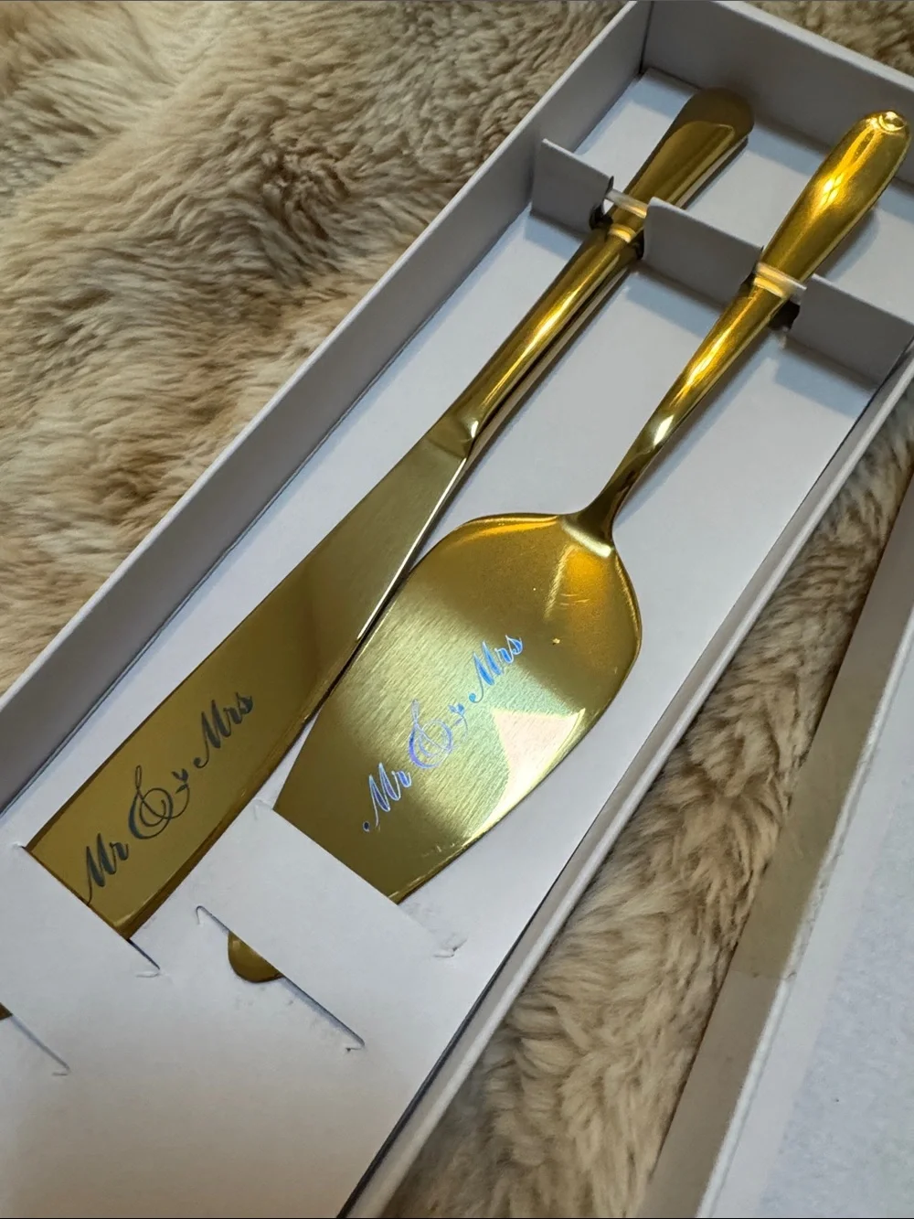 Gold Mr. & Mrs. Cake Knife and Server Set - Elegant Wedding Party Supplies